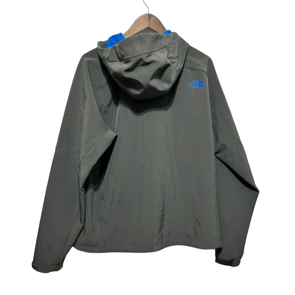 The‎ North Face Men Softshell Jacket L Gray Blue Hood Windproof Outdoor Gorpcore